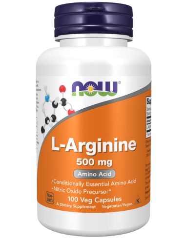 L-arginina 500mg, 100 cápsulas.